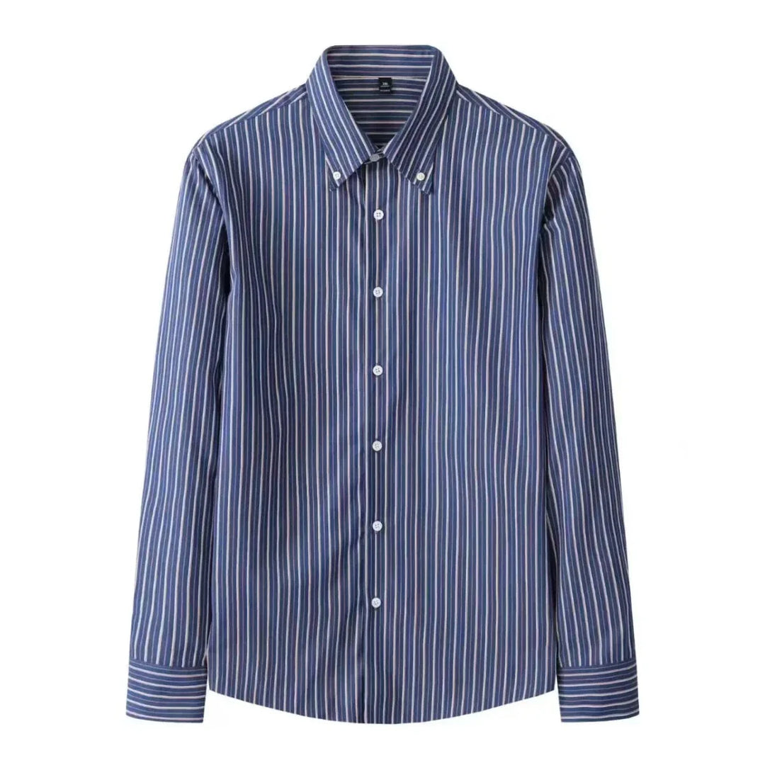 Chemise coréenne rayée en mélange de coton