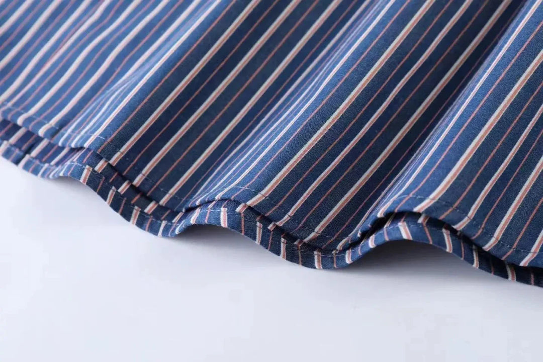 Chemise coréenne rayée en mélange de coton
