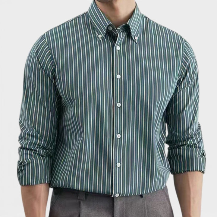 Chemise coréenne rayée en mélange de coton