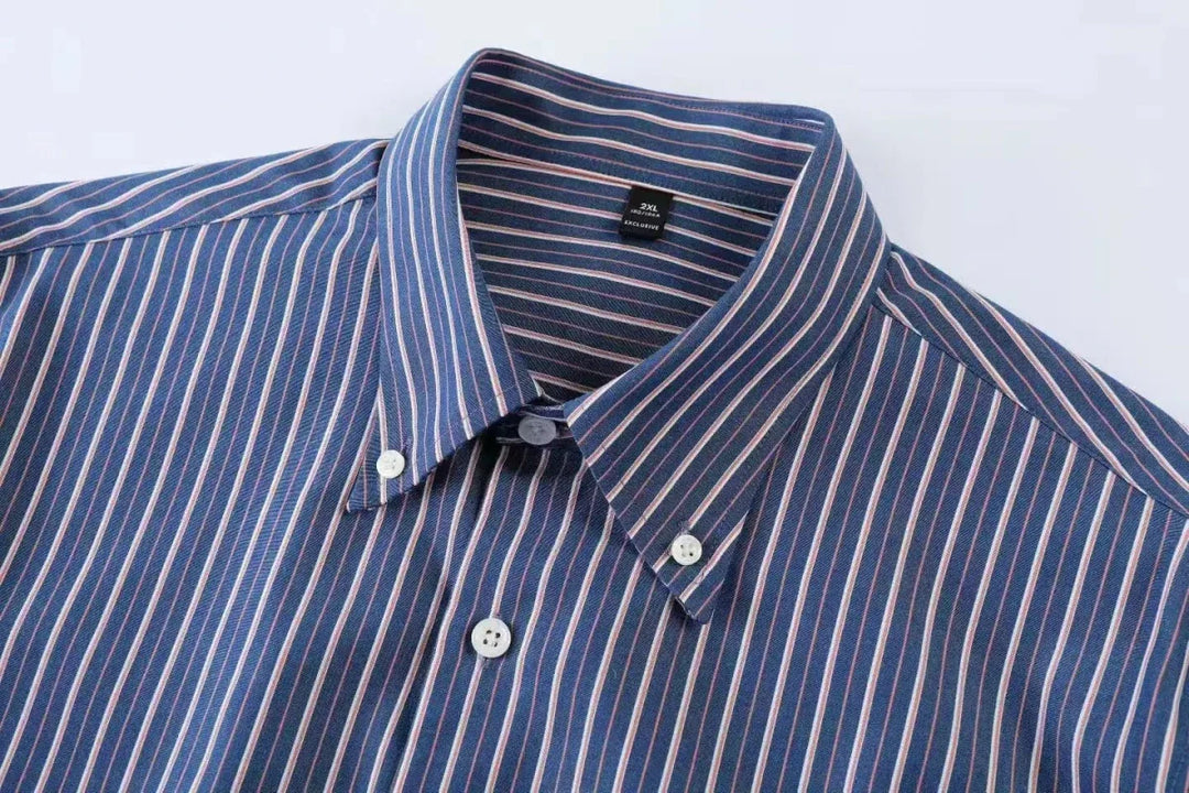 Chemise coréenne rayée en mélange de coton