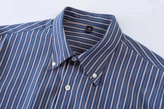 Chemise coréenne rayée en mélange de coton
