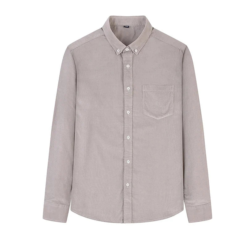 Chemise décontractée en velours côtelé 100 % coton avec poche
