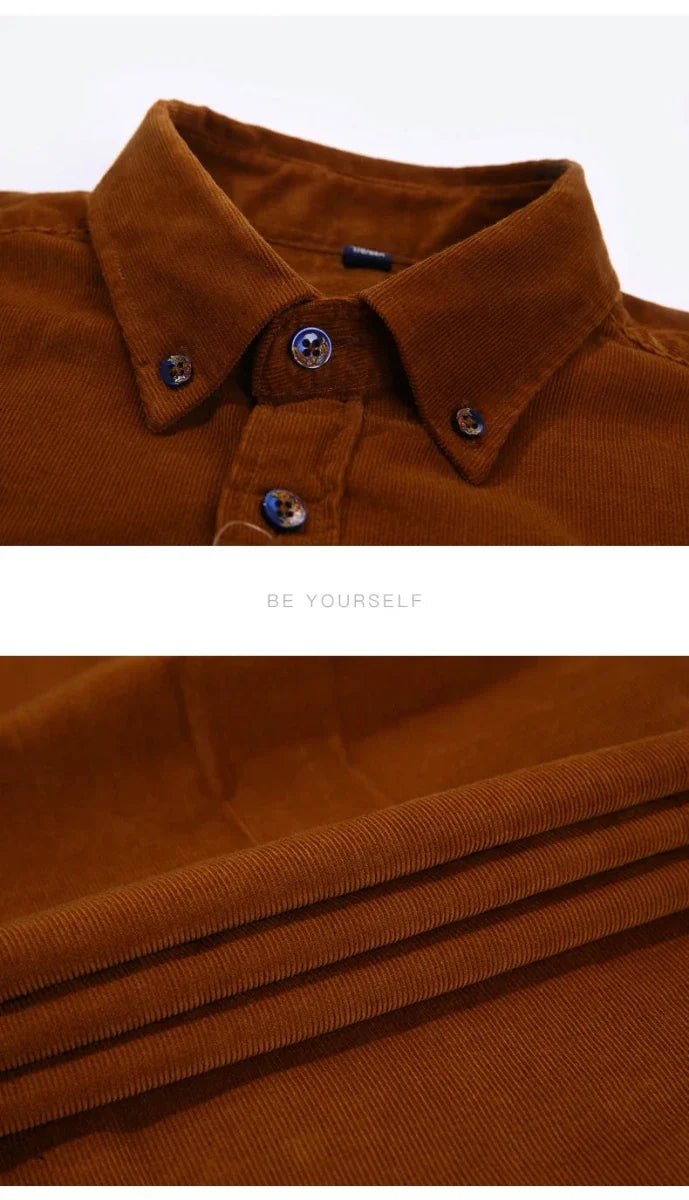 Chemise décontractée en velours côtelé 100 % coton avec poche