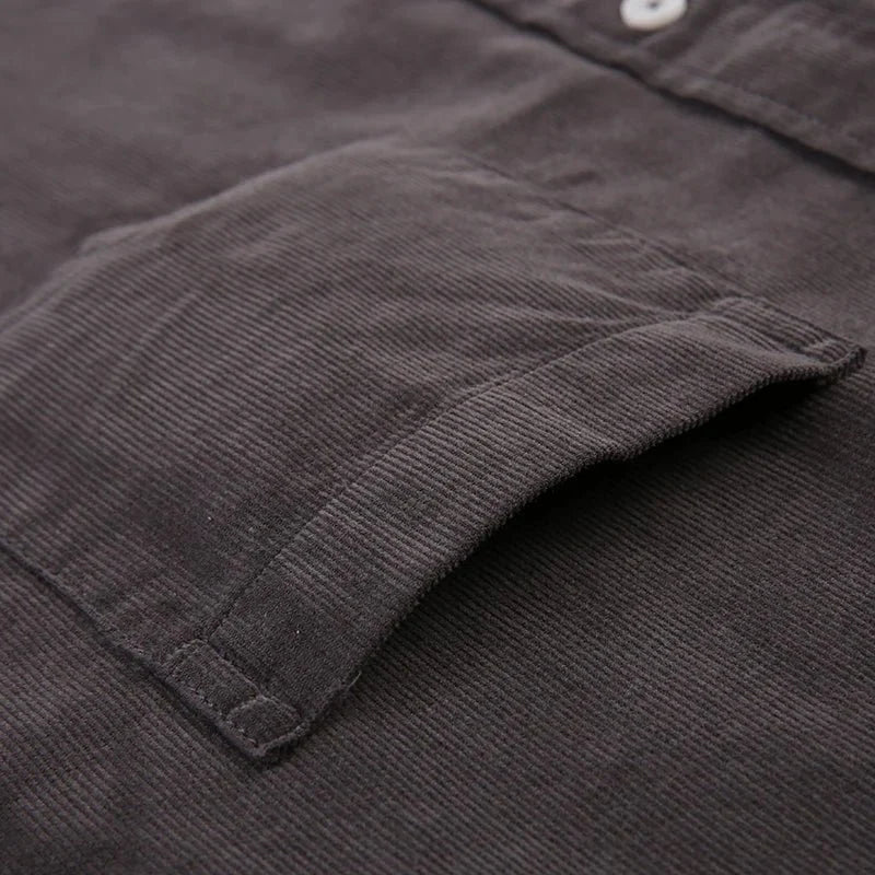 Chemise décontractée en velours côtelé 100 % coton avec poche