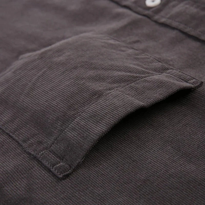 Chemise décontractée en velours côtelé 100 % coton avec poche