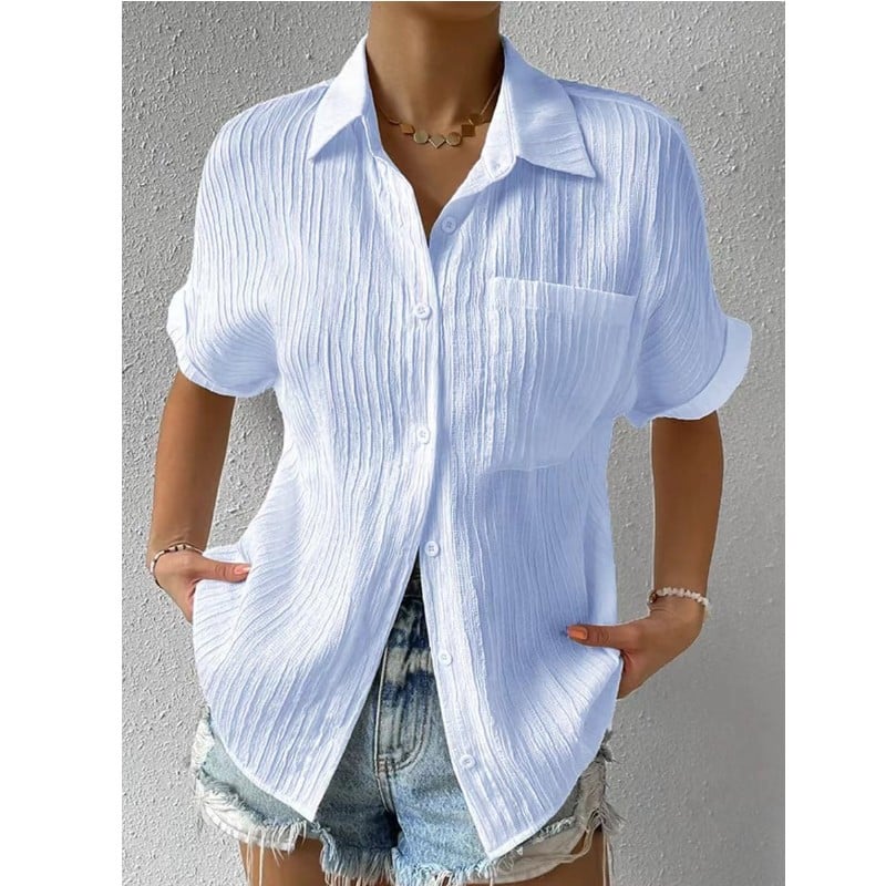Chemise Femme Légère Col Classique Boutonnée Coupe Décontractée