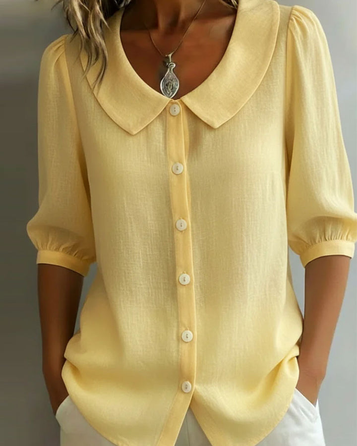 Chemisier Femme Coton Col Peter Pan Manches 3/4 Chic