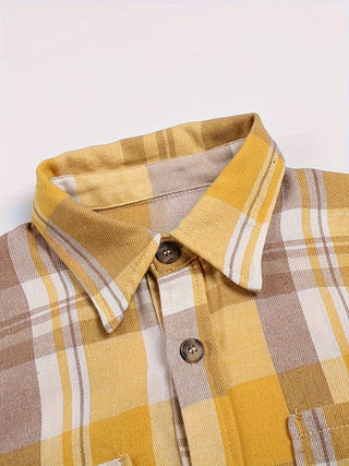 Chemise longue femme à carreaux avec poches et boutons