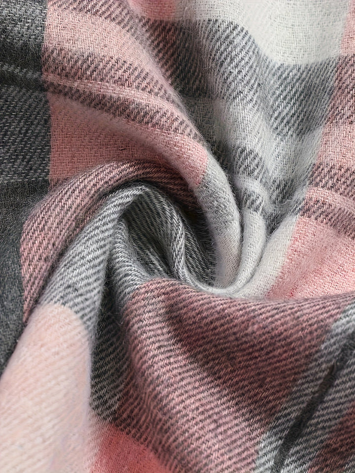 Chemise longue femme à carreaux avec poches et boutons