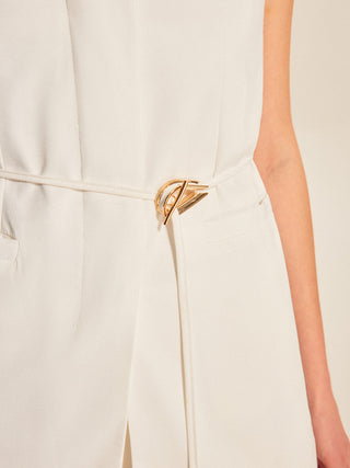 Gilet Femme Sans Manches Avec Ceinture Coupe Structurée Élégante
