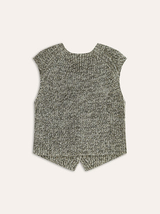 Gilet Femme Tricoté Sans Manches Fermeture Boutonnée Coupe Courte