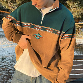 Pull Demi-Zip Homme Sweat Fleece Doux et Confortable