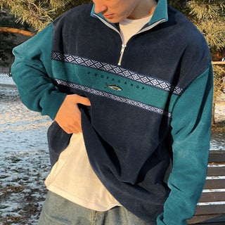 Pull Demi-Zip Homme Sweat Fleece Doux et Confortable