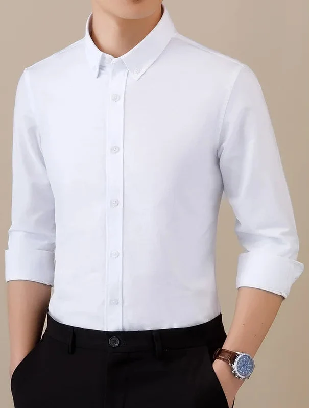 Chemise business formelle en coton à manches longues