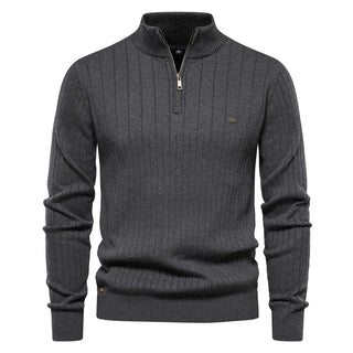 Pull d’hiver pour homme à col demi-haut zippé – tricot chaud, style moderne et élégant