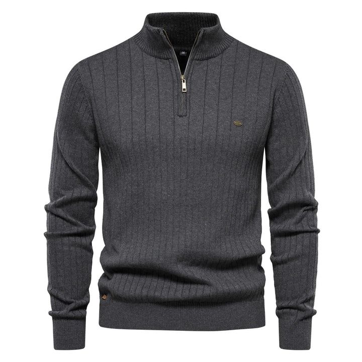 Pull d’hiver pour homme à col demi-haut zippé – tricot chaud, style moderne et élégant