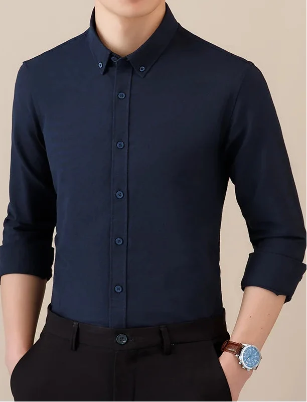 Chemise business formelle en coton à manches longues