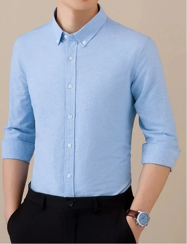 Chemise business formelle en coton à manches longues