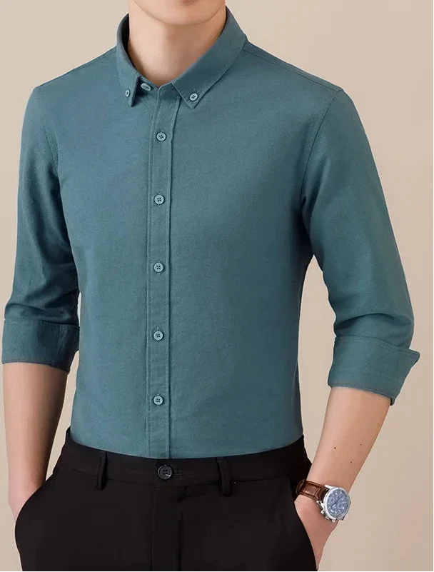 Chemise business formelle en coton à manches longues