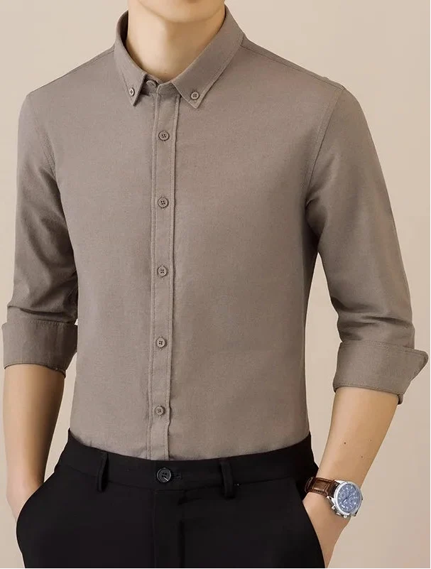 Chemise business formelle en coton à manches longues