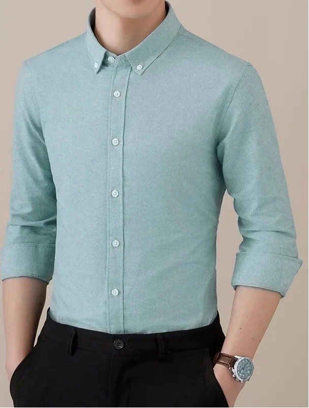 Chemise business formelle en coton à manches longues