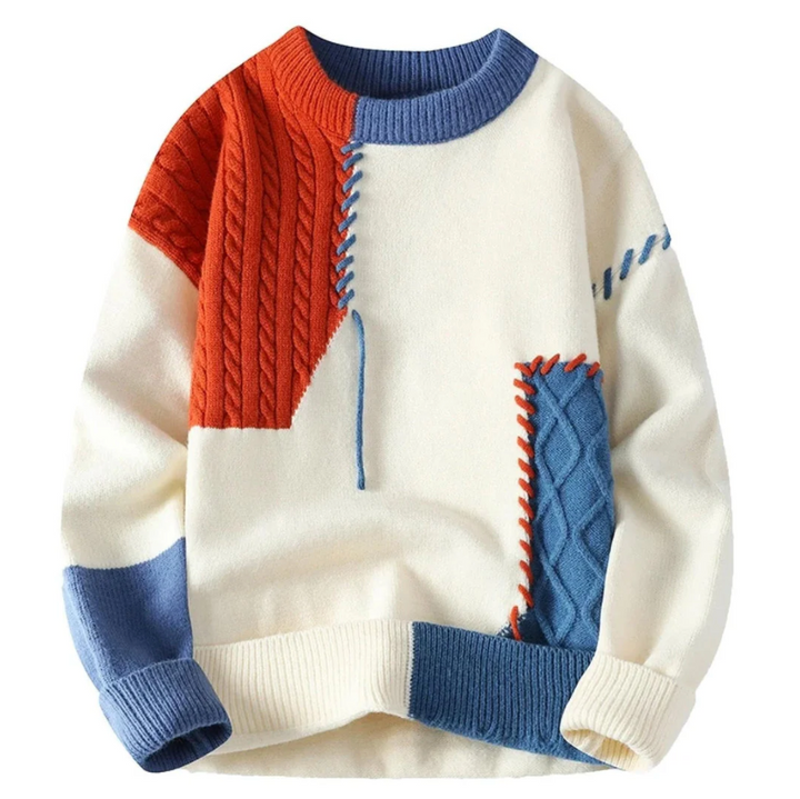 Pull patchwork homme moderne – style original, coupe ajustée et confort quotidien