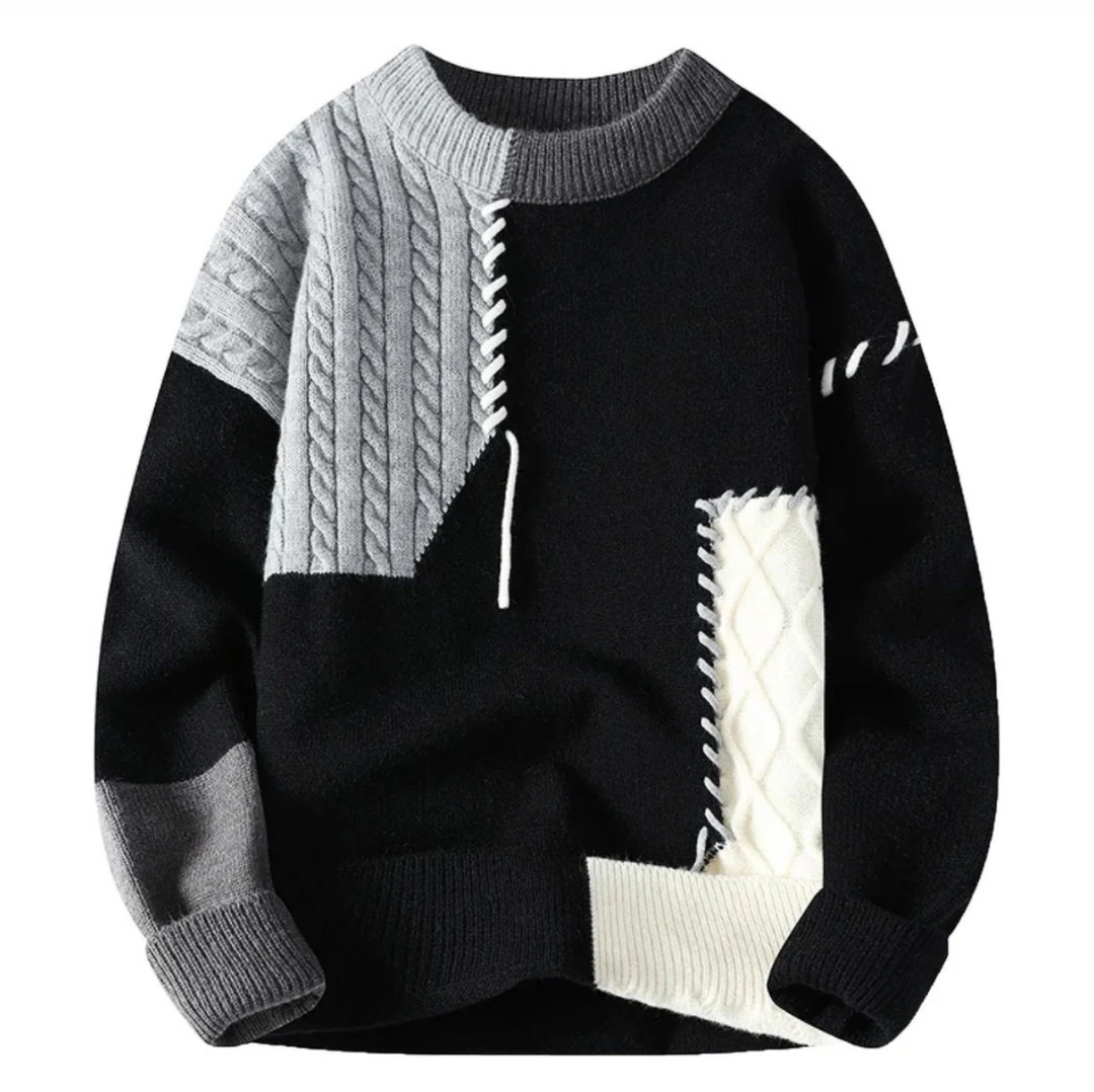 Pull patchwork homme moderne – style original, coupe ajustée et confort quotidien