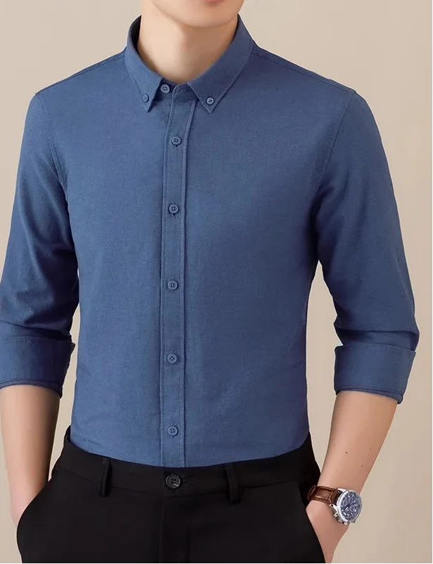 Chemise business formelle en coton à manches longues