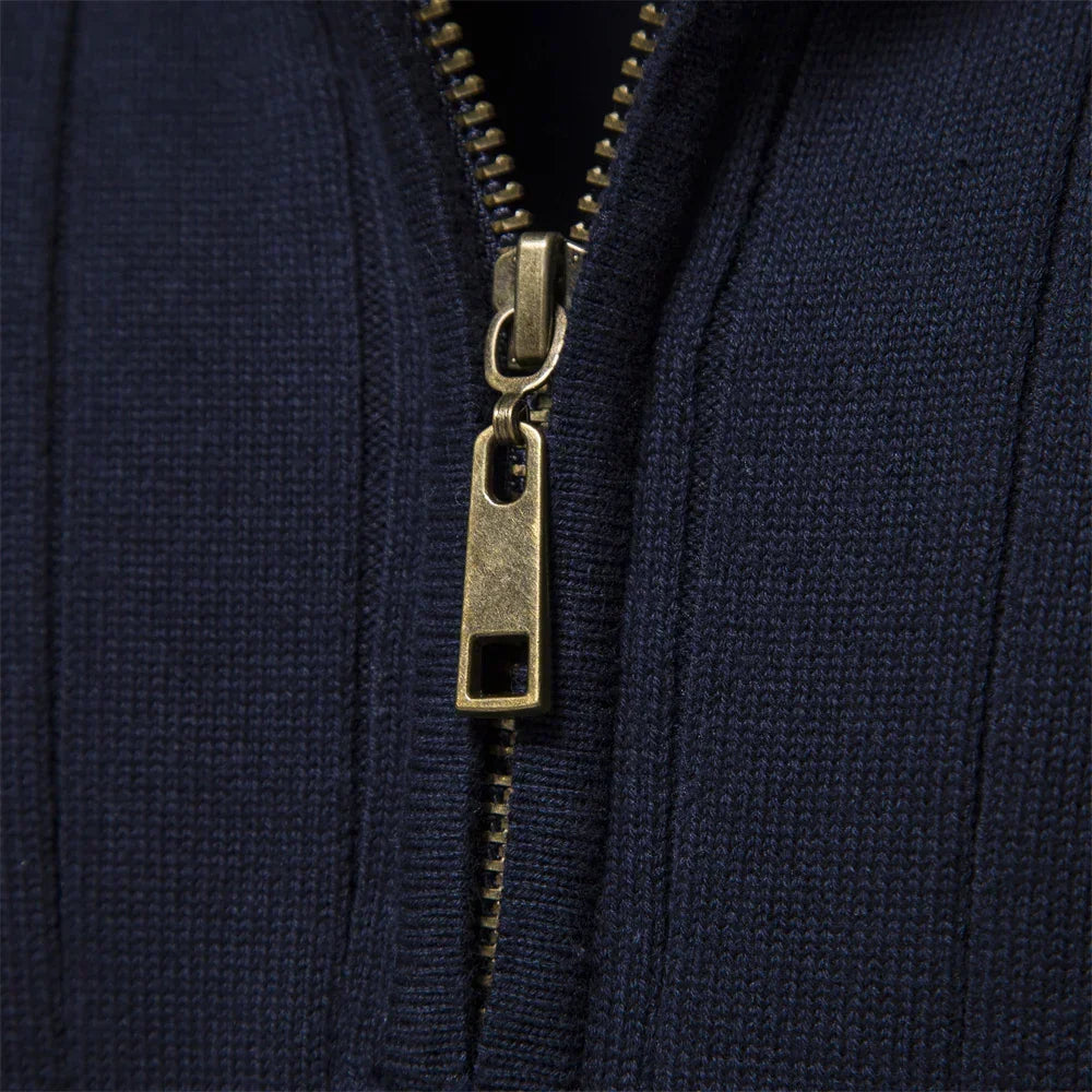 Pull d’hiver pour homme à col demi-haut zippé – tricot chaud, style moderne et élégant