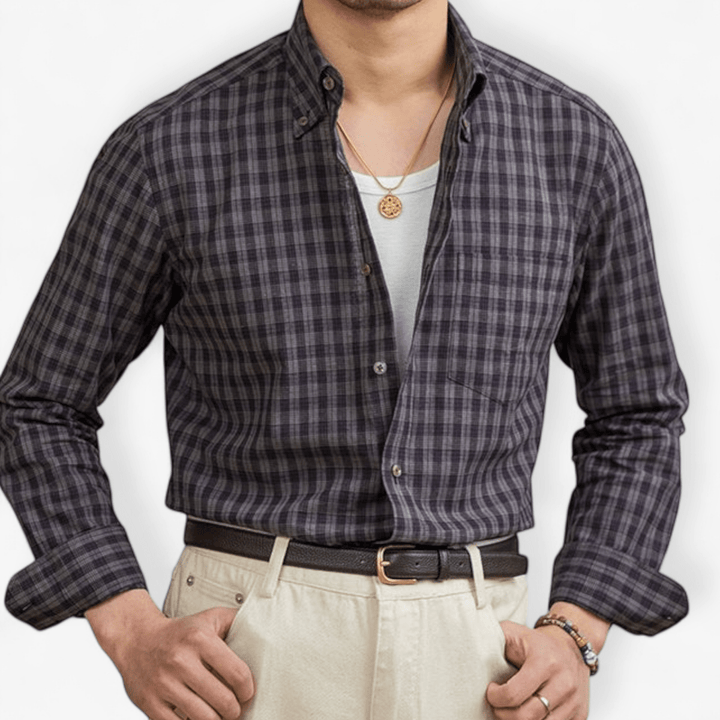 Chemise élégante à carreaux, style américain