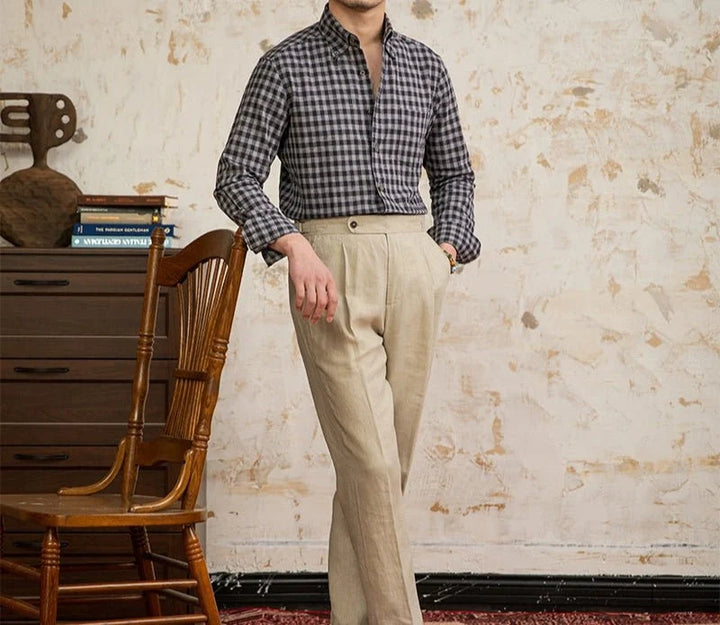Chemise élégante à carreaux, style américain
