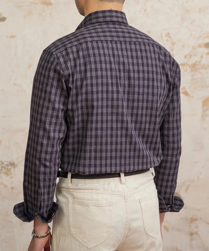 Chemise élégante à carreaux, style américain