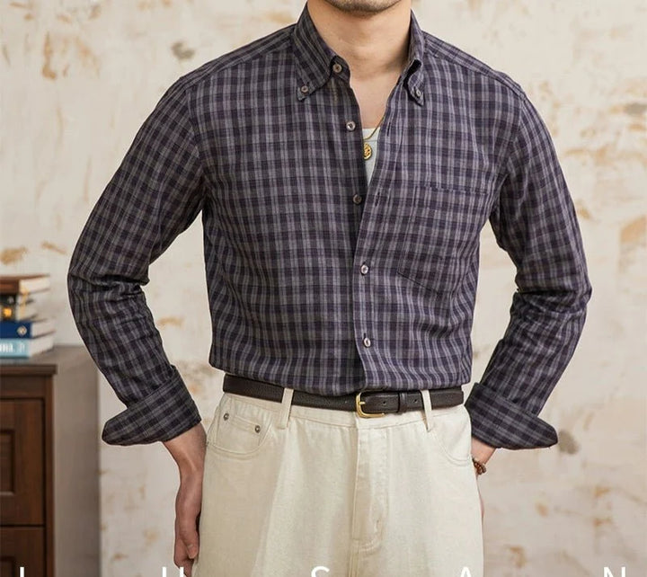 Chemise élégante à carreaux, style américain