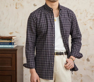 Chemise élégante à carreaux, style américain