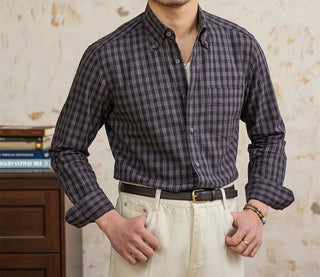 Chemise élégante à carreaux, style américain