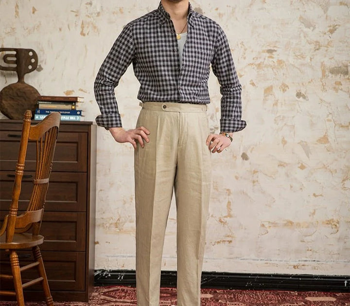 Chemise élégante à carreaux, style américain
