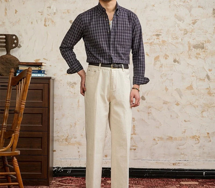 Chemise élégante à carreaux, style américain
