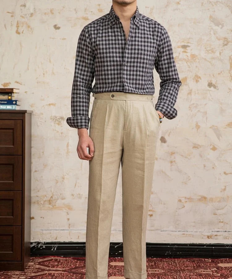 Chemise élégante à carreaux, style américain