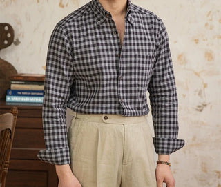 Chemise élégante à carreaux, style américain
