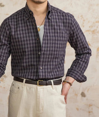 Chemise élégante à carreaux, style américain