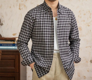 Chemise élégante à carreaux, style américain
