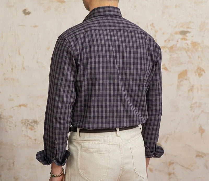 Chemise élégante à carreaux, style américain