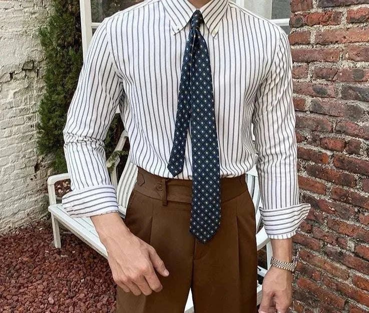 Chemise britannique rétro à rayures