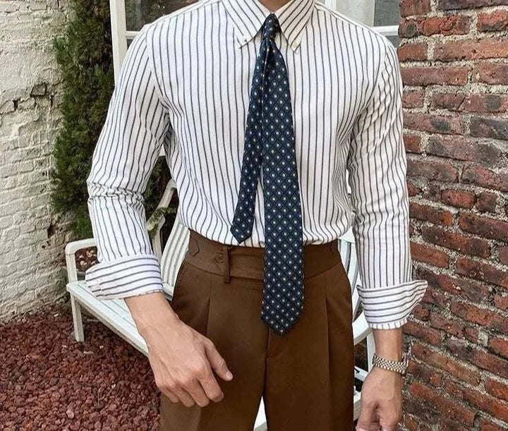 Chemise britannique rétro à rayures