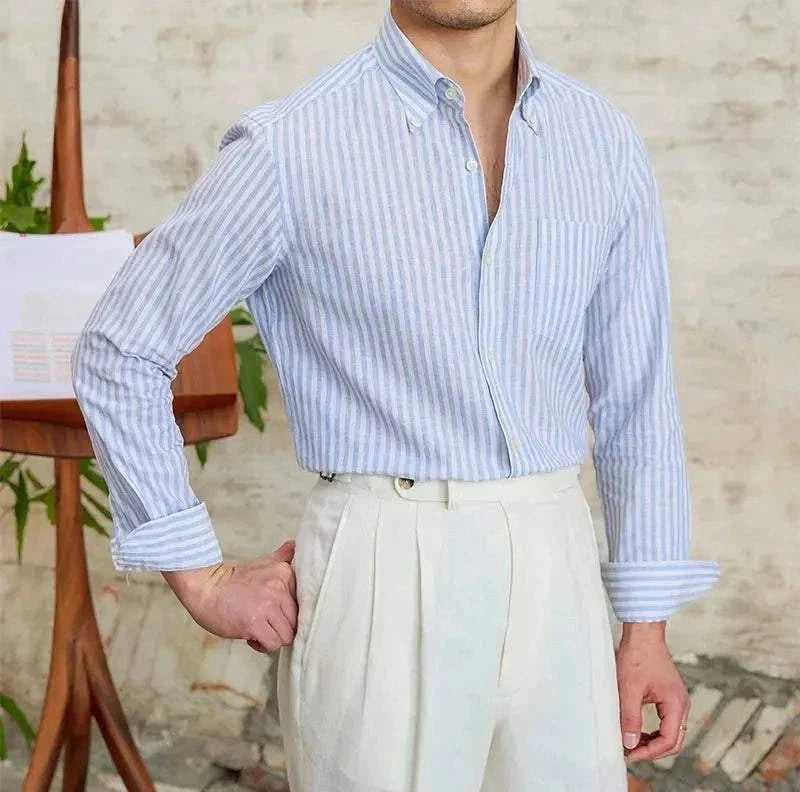 Chemise business rayée à manches longues