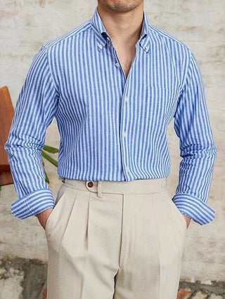 Chemise business rayée à manches longues