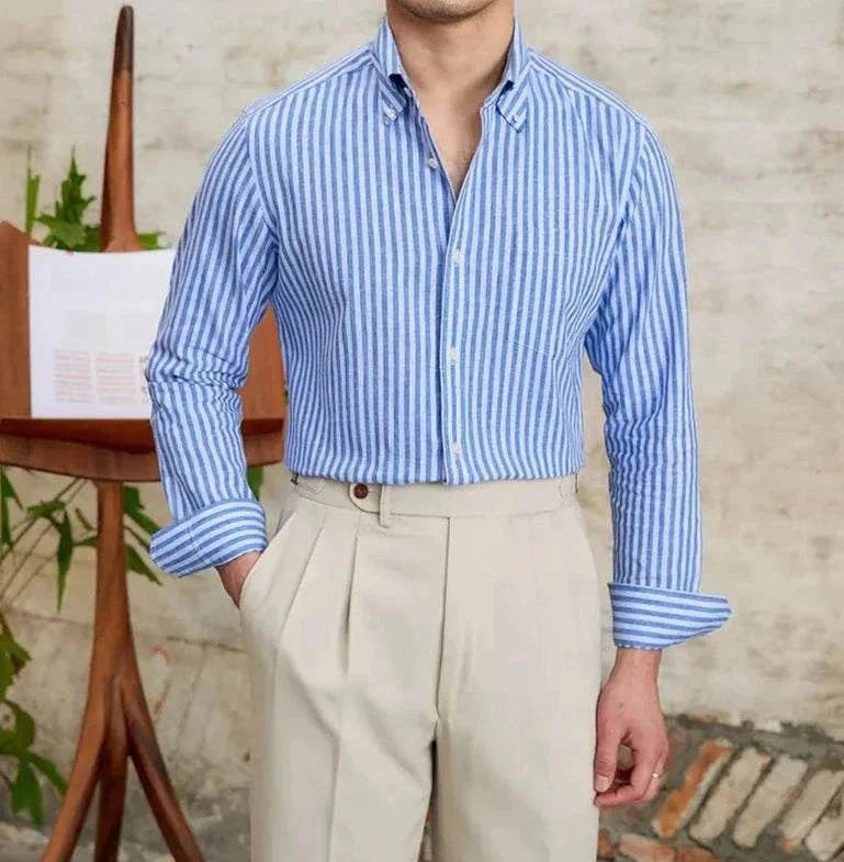 Chemise business rayée à manches longues