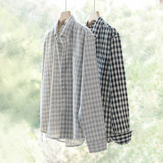 Chemise décontractée à carreaux 100 % coton