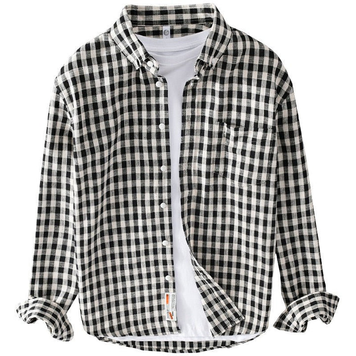 Chemise décontractée à carreaux 100 % coton