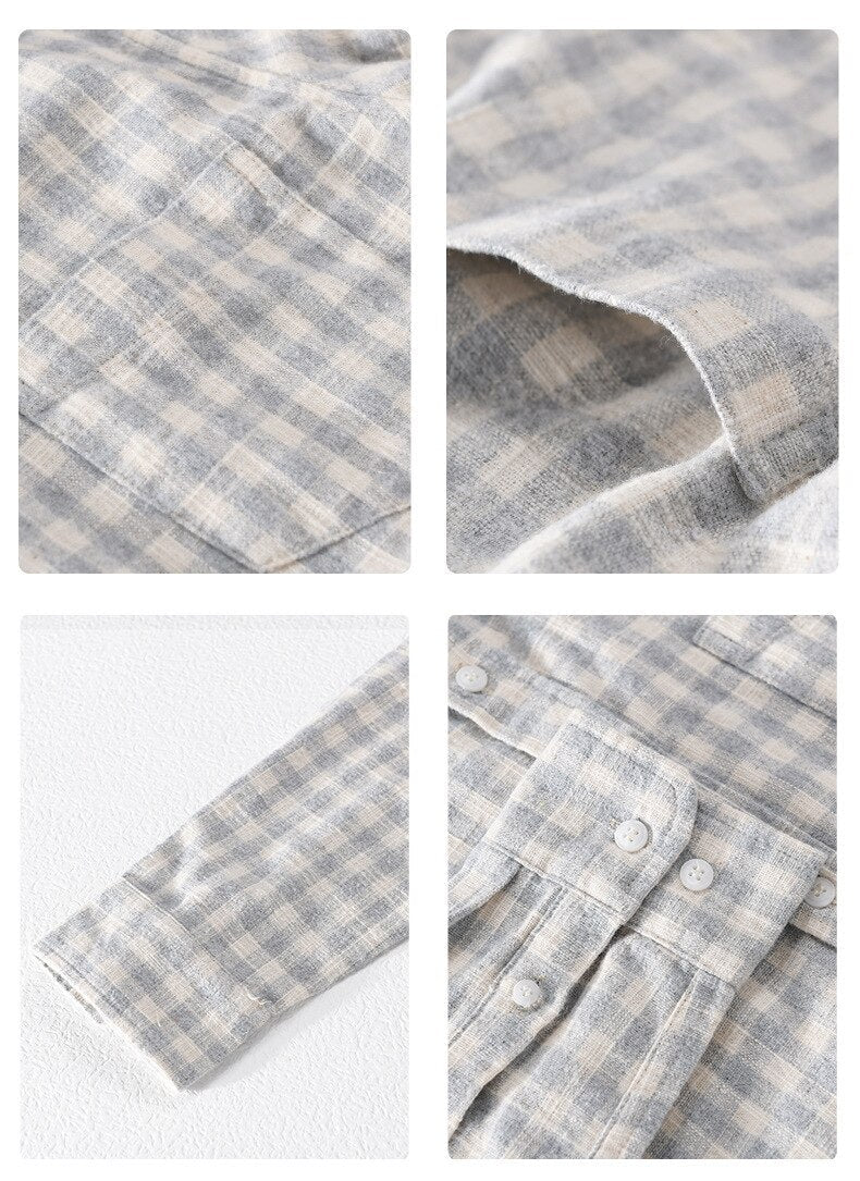 Chemise décontractée à carreaux 100 % coton